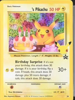 Birthday Pikachu-Holo